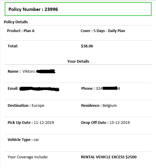 Copy of Viktor Car Hire Excess Policy