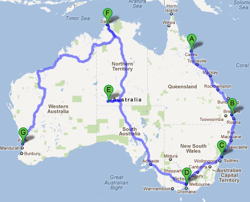 Popular driving routes and destinations in Australia