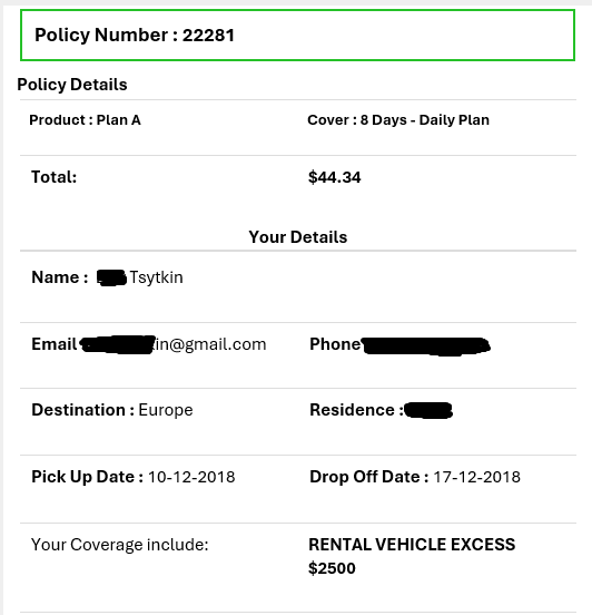 Copy of Mr. Tsytkin Car Hire Excess Policy